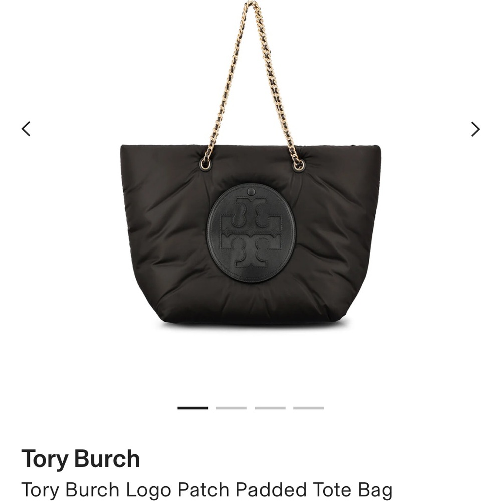 Tory Burch Black Logo Patch Padded Tote Bag